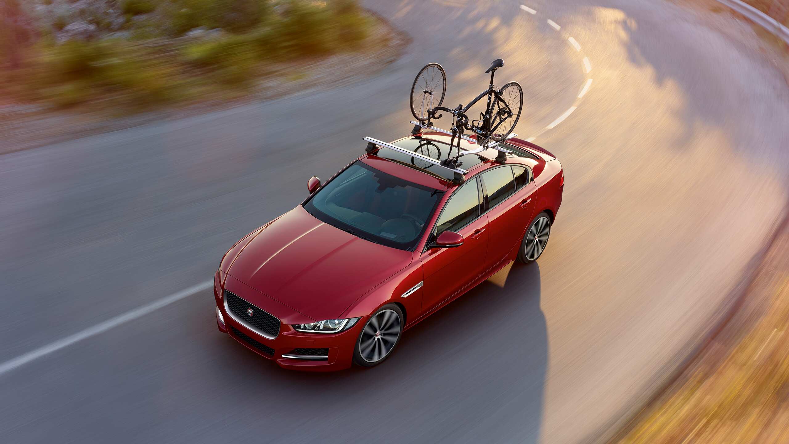 Jaguar XE running on the road